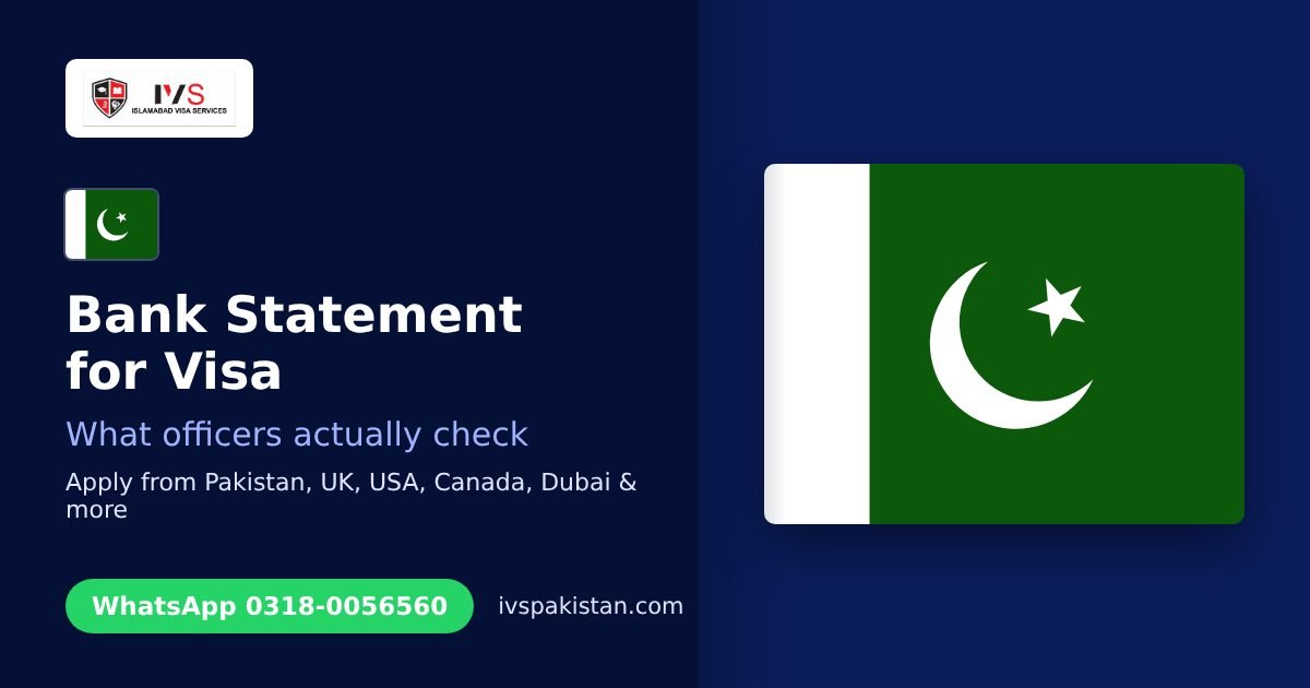 Bank statement for a visa from Pakistan: what officers check, IVS guide cover with the Pakistan flag
