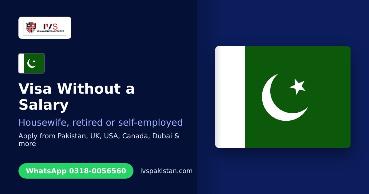 Visit visa for housewives, retired parents and self-employed applicants from Pakistan, IVS guide cover with the Pakistan flag